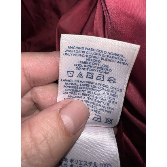 LANDS' END Quilted Feather Down 600 Puffer Vest Size L 14-16 Jacket Top Burgundy - Picture 11 of 12